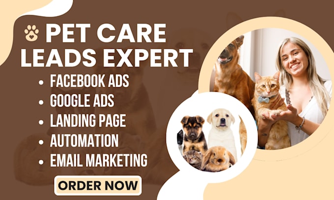 Gig Preview - Generate pet sitting veterinary care ad dog training grooming leads ads facebook