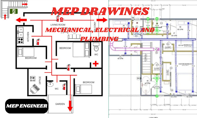 Gig Preview - Do commercial, residential mep plans, electrical drawing and plumbing design