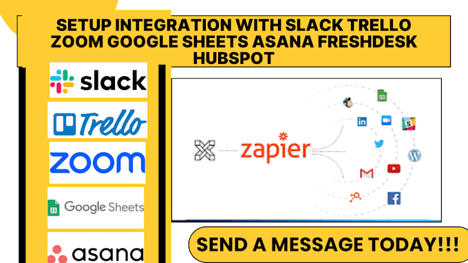 Gig Preview - Setup integration with slack trello zoom google sheets asana freshdesk hubspot