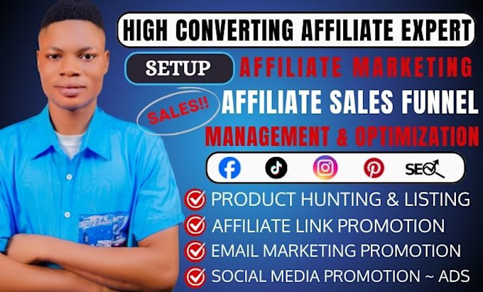 Gig Preview - Setup clickbank affiliate marketing sales funnel, affiliate link promotion