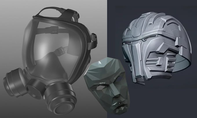 Gig Preview - Sculpt 3d wearable helmet, 3d cosplay mask, 3d cosplay full armor, oni face mask