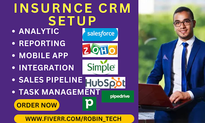 Gig Preview - Setup life insurance crm zoho freshworks salesforce hubspot simple pipedrive