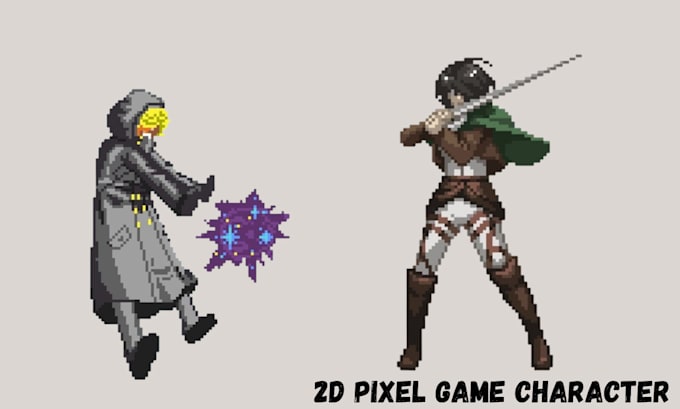 Gig Preview - Draw 2d sprite sheet pixel game character pixel art animation pixel background