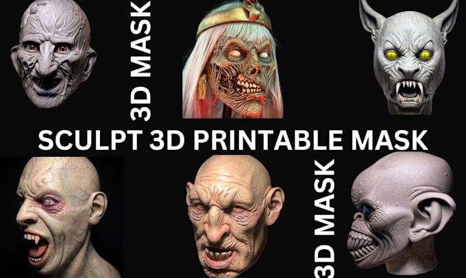 Gig Preview - 3d mask, japanese mask, 3d helmet, cosplay, face mask, oni mask for 3d printing