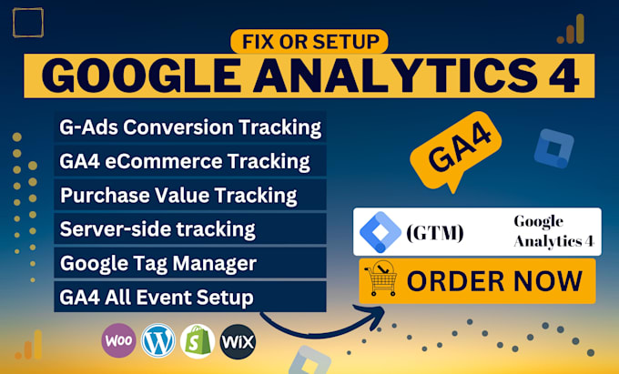 Gig Preview - Setup google ads conversion tracking tag manager and analytics 4