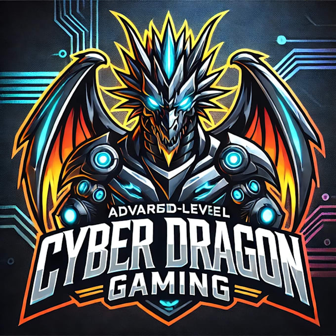 Gig Preview - Design high quality mascot gaming logo featuring a cybernetic dragon with vibr