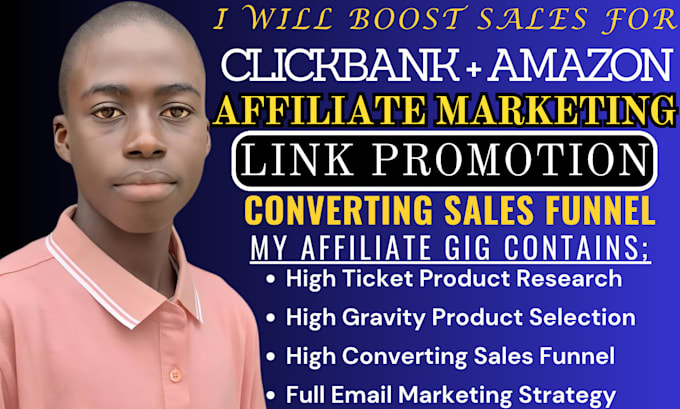 Gig Preview - Setup clickbank affiliate marketing link promotion, amazon affiliate website