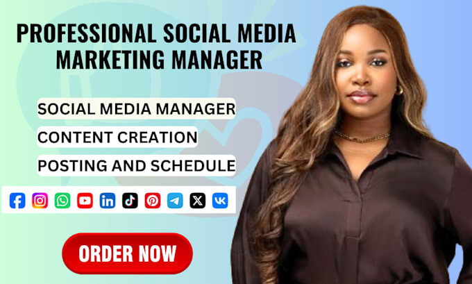 Gig Preview - Be your social media marketing manager and social media content creator