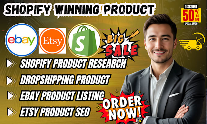 Gig Preview - Find winning products for shopify dropshipping, shopify product research, SEO