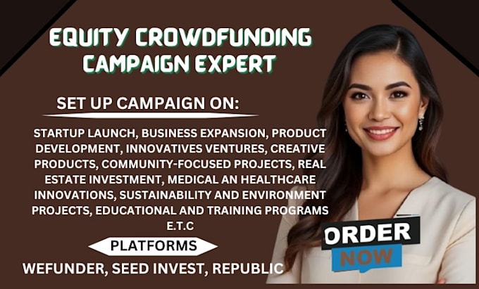 Gig Preview - Do equity campaign creation crowdfunding campaign on wefunder kickstarter