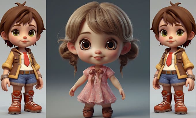 Gig Preview - Create cute 3d cartoon characters for printing, games, and more