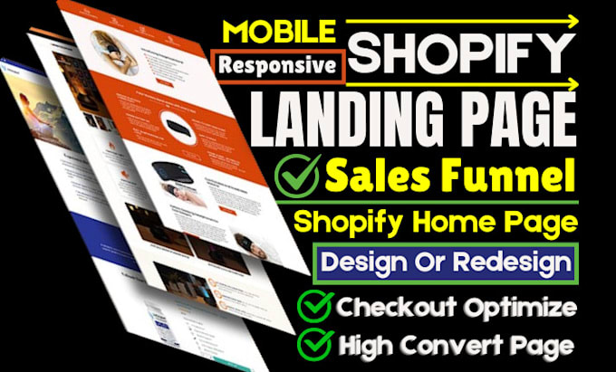 Gig Preview - Create pagefly checkout shopify product sales landing page gempages redesign