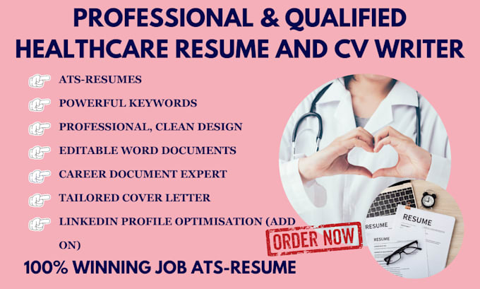 Gig Preview - Write professional ats medical cv doctor nursing healthcare resume in 24 hours