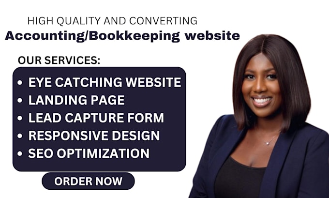 Gig Preview - Design accounting bookkeeping website finance website bookkeeping landing page