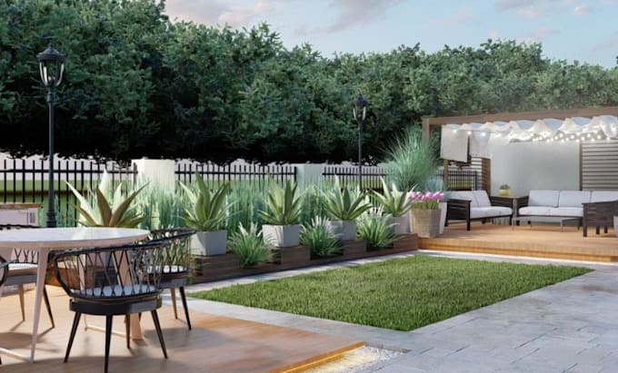 Gig Preview - Do landscape design, backyard, deck patio, 2d site plan as landscape architect