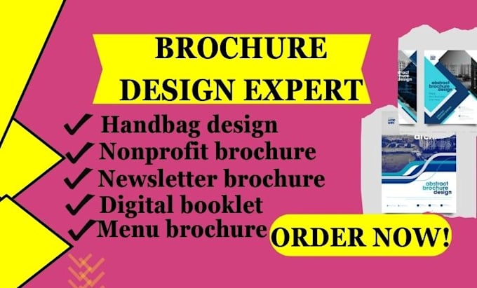 Gig Preview - Do handbag design, nonprofit brochure, newsletter brochure, menu brochure, flyer