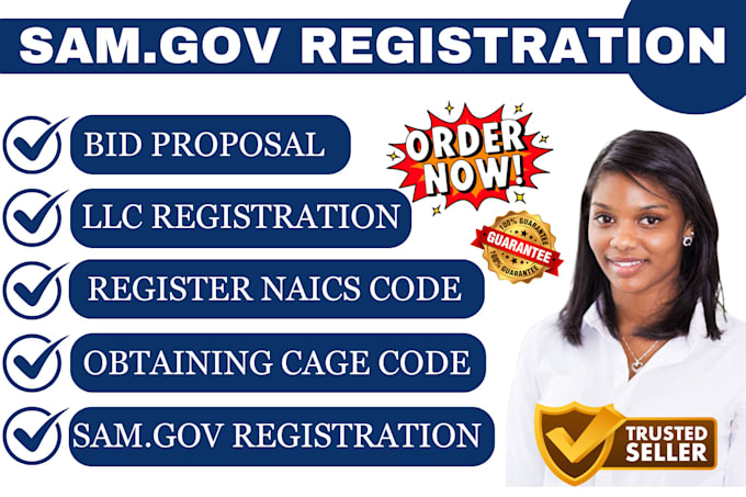 Gig Preview - Do sam gov registration, get cage code uei, bid proposal for government contract