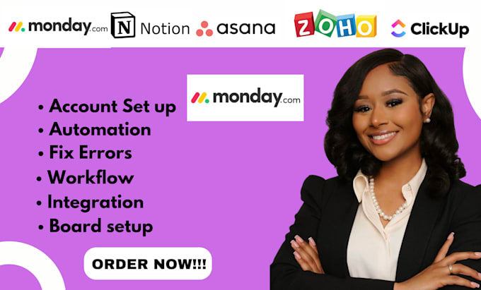 Bestseller - setup your board workflow on monday asana trello click up monday crm