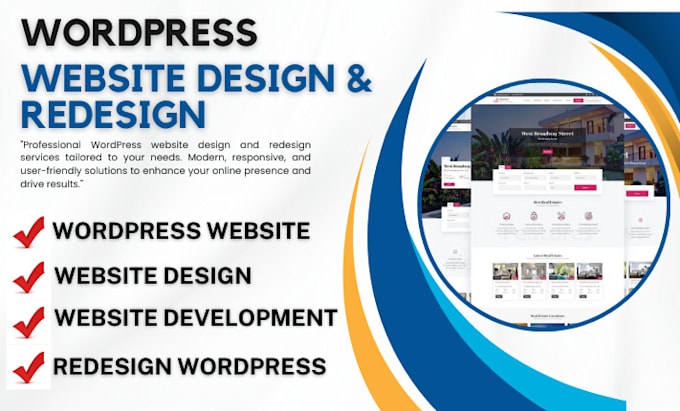 Gig Preview - Design redesign and develop a professional wordpress website for your business