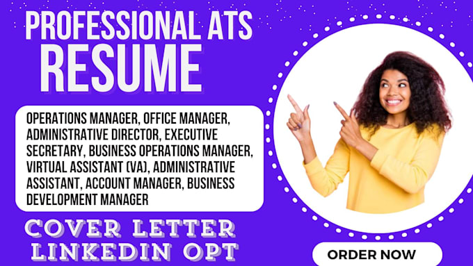 Gig Preview - Resume for va, admin asst, sales, office admins,hr and customer service pros