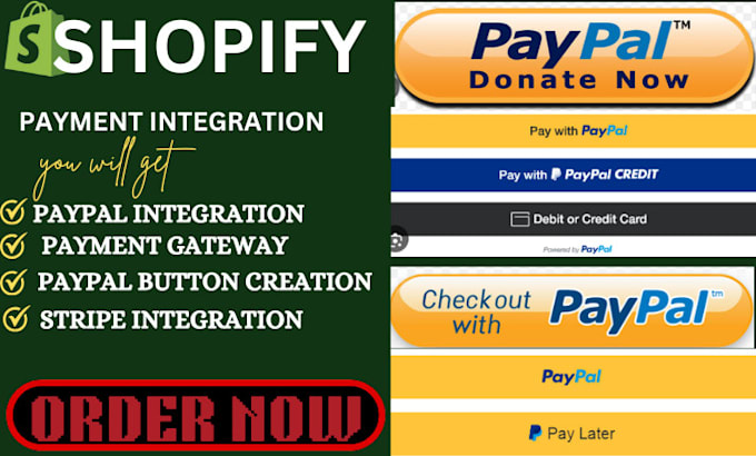 Gig Preview - Do paypal integration , paypal button, smart button, paypal credit debit option