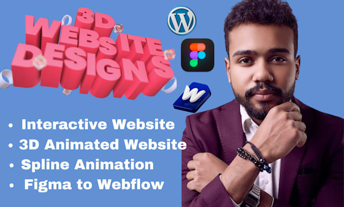 Gig Preview - Design interactive 3d animated website 3d spline animation spline wordpress wix