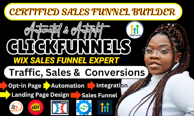 Gig Preview - Clicfunnels sales funnel, groove funnel, clickfunnels 2 0 keap, wix landing page