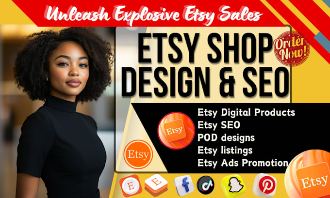 Gig Preview - Do complete etsy product listing SEO digital products pod design etsy shop setup