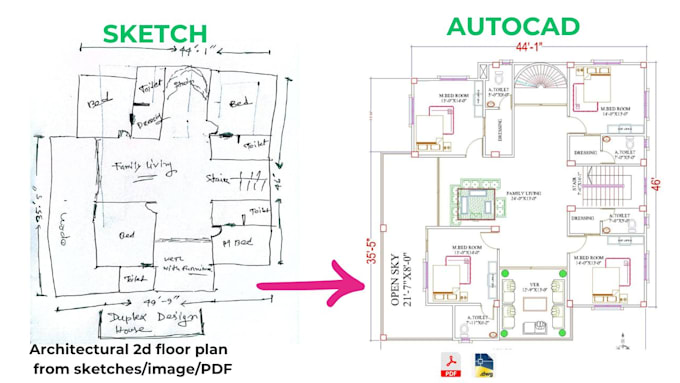 Gig Preview - Draw architectural 2d floor plan in autocad