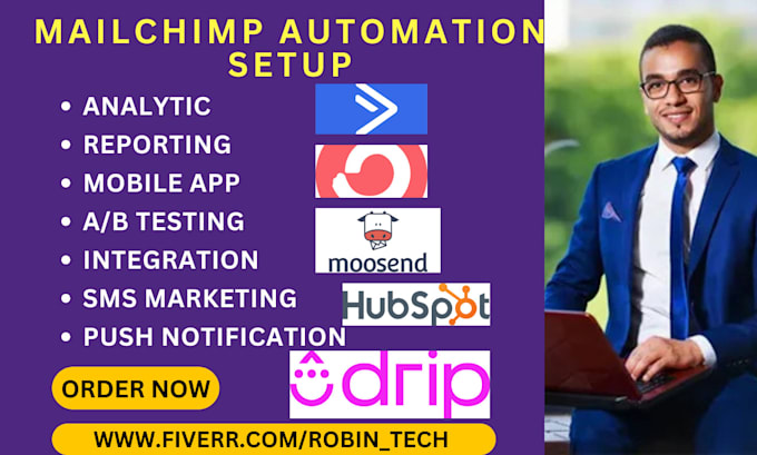 Gig Preview - Setup mailchimp automation active campaign convertkit hubspot moosend drip