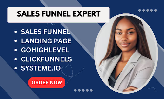 Gig Preview - Build sales funnel landing page on gohighlevel clickfunnels systeme io ghl