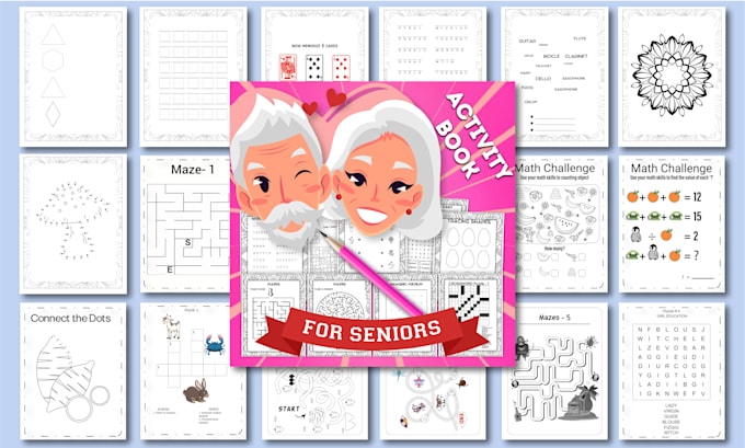 Gig Preview - Do adult coloring and seniors activity books for amazon kdp