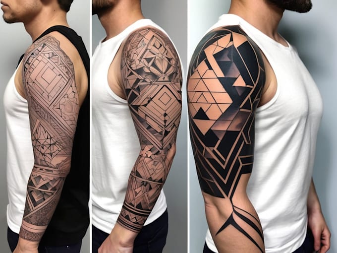 Gig Preview - Create sleeve tattoo design in geometric style