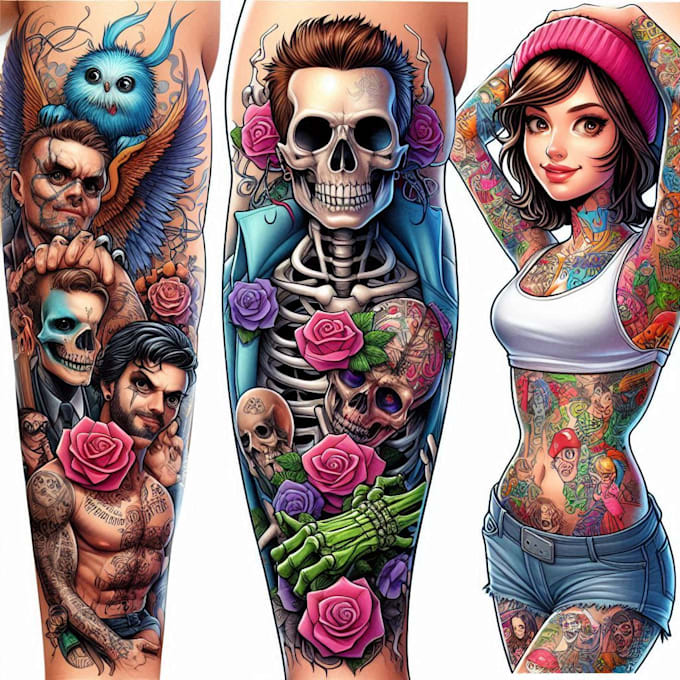 Bestseller - create custom realistic tattoo design, tattoo sleeve