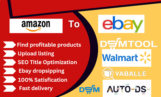 Gig Preview - Do amazon to ebay dropshipping cj dropshipping to ebay top listings