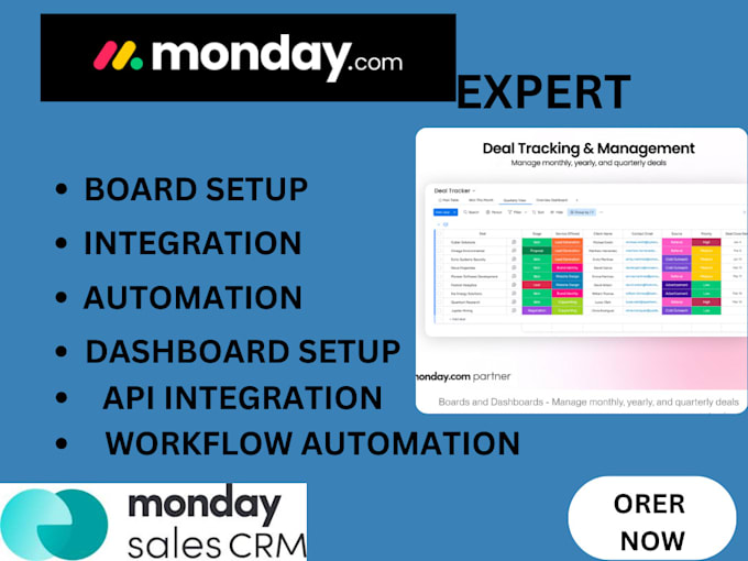 Gig Preview - Setup workflow automation integration with monday com clickup monday crm