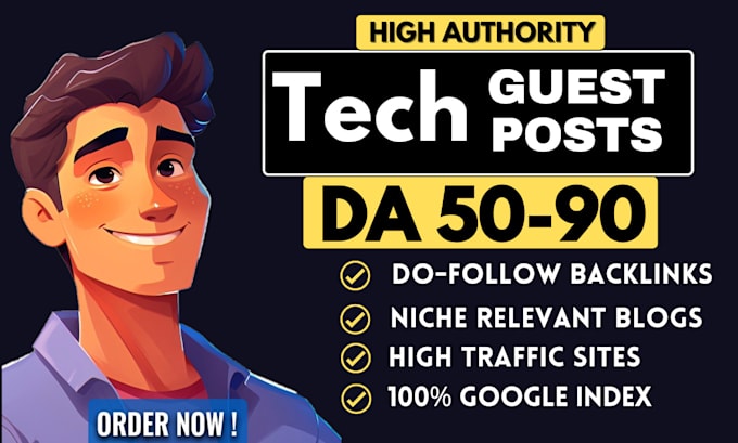 Gig Preview - Do tech guest post and high da USA, UK guest post on tech backlinks