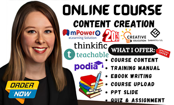 Gig Preview - Create a 6 figure online course content training manual course creation