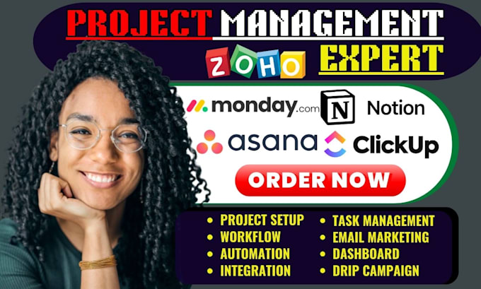 Gig Preview - Setup asana task project management crm, monday, clickup, zoho, notion