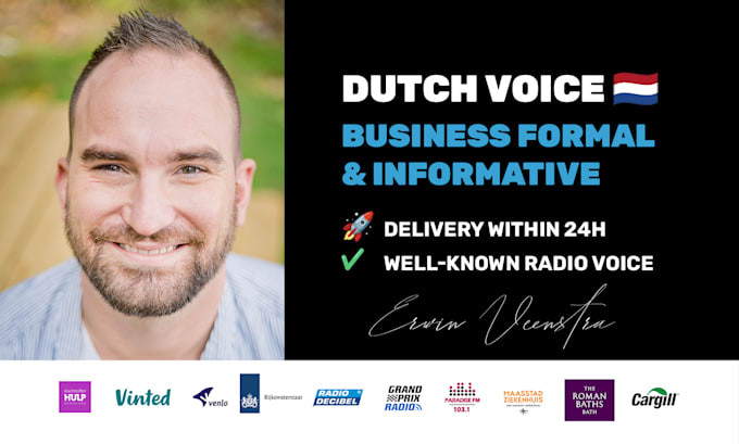 Gig Preview - Be your formal and friendly dutch male voiceover