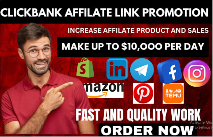 Gig Preview - Clickbank affiliate link promotion affiliate marketing clickbank link promotion