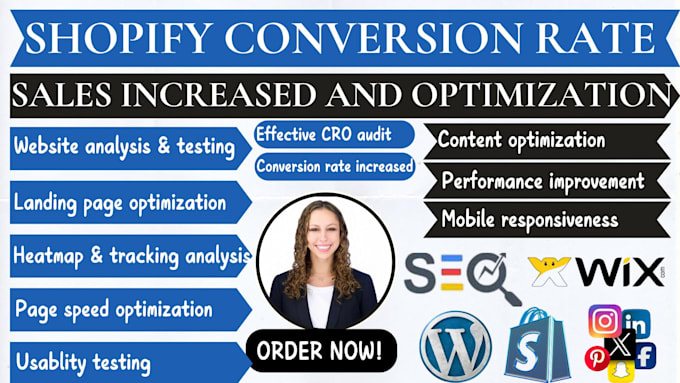 Gig Preview - Increase conversion rate with cro optimization audit for shopify wordpress wix