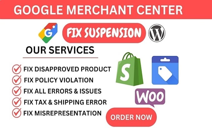 Gig Preview - Fix google merchant center suspension misrepresentation shopping ads gtin code