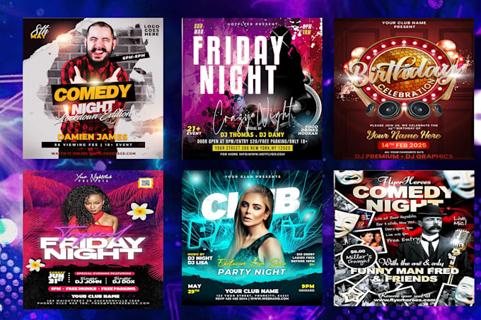 Gig Preview - Design comedy flyer, party flyer, event flyer in 24 hours