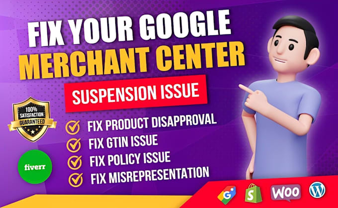 Gig Preview - Fix google merchant center suspension and misrepresentation