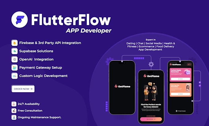 Gig Preview - Do flutterflow app with firebase,supabase,openai integration