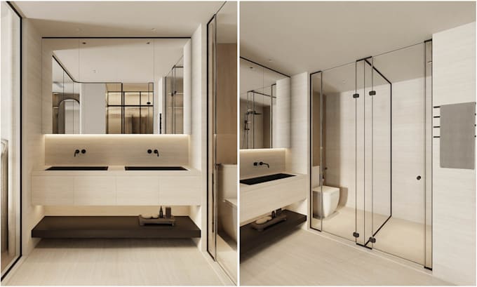 Gig Preview - Create a realistic 3d rendering for your bathroom design