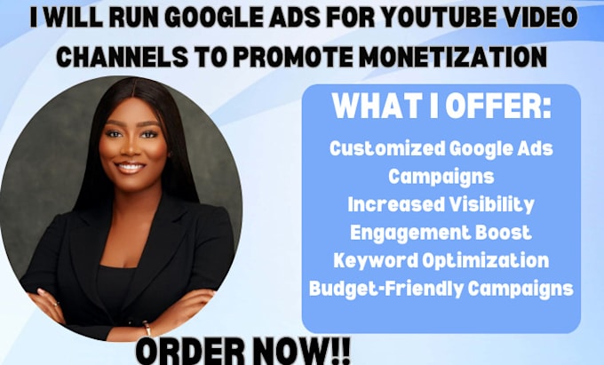 Gig Preview - Run google ads for youtube video channels to promote monetization