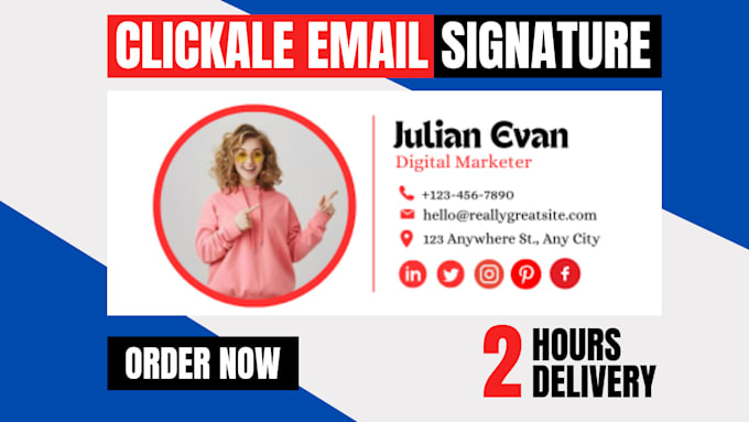 Gig Preview - Make modern clickable html email signature for gmail outlook apple or iphone