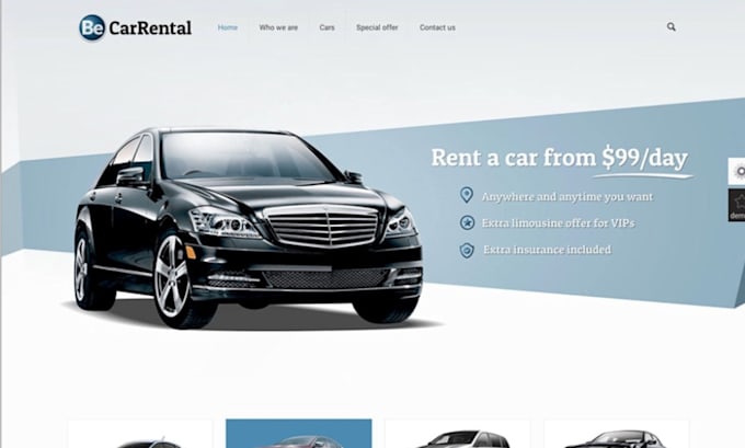 Gig Preview - Car rental website rental website car dealership website car rental landing page